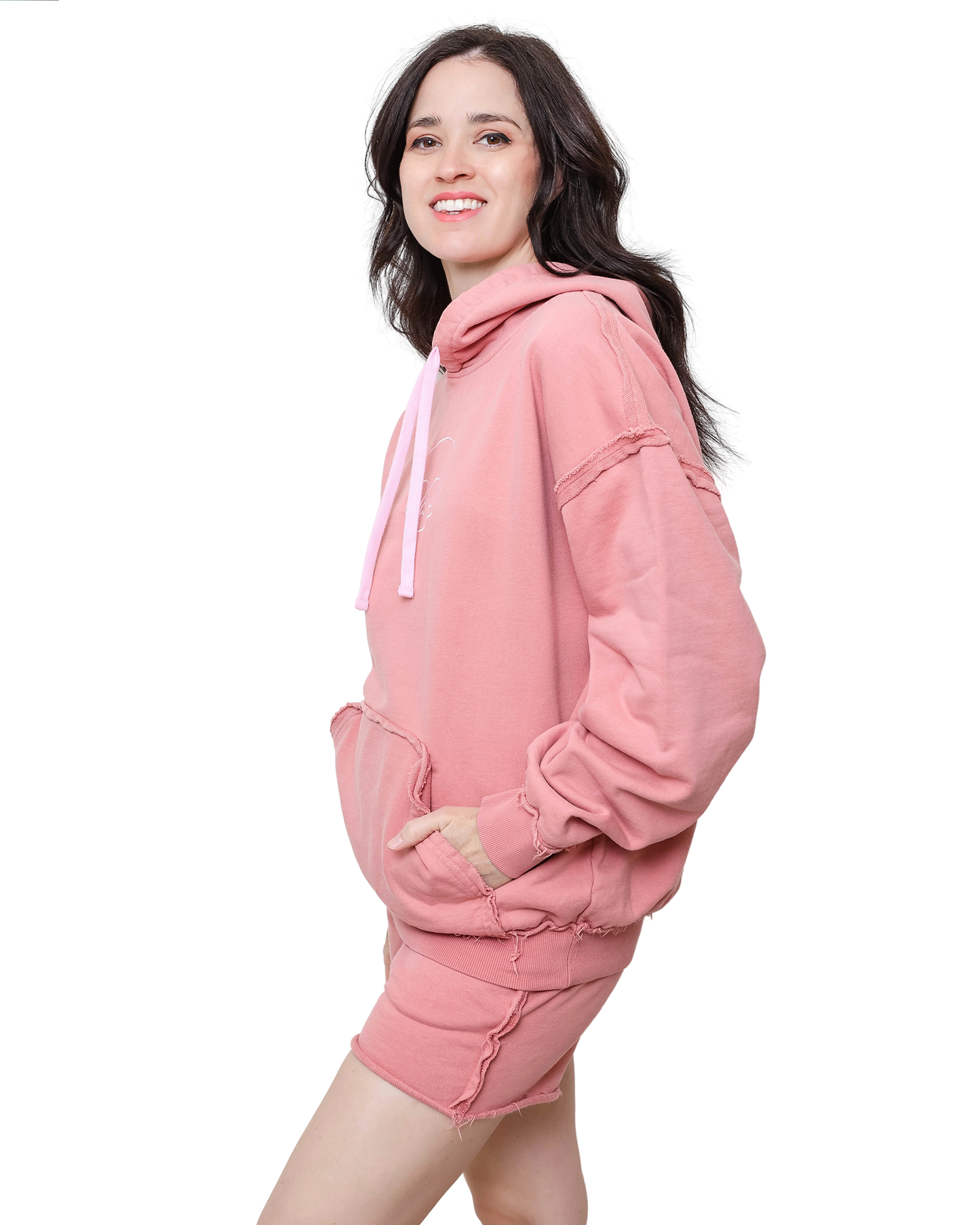 pink hoodie